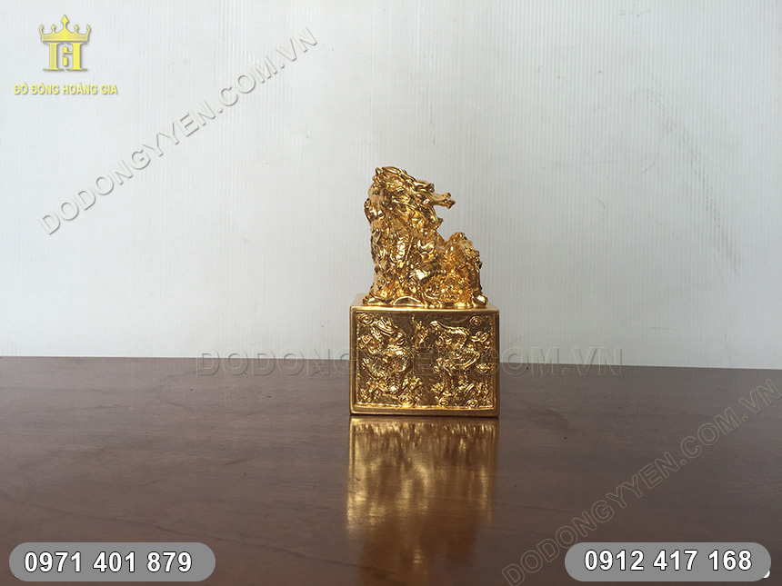 ấn rồng phong thủy d&aacute;t v&agrave;ng